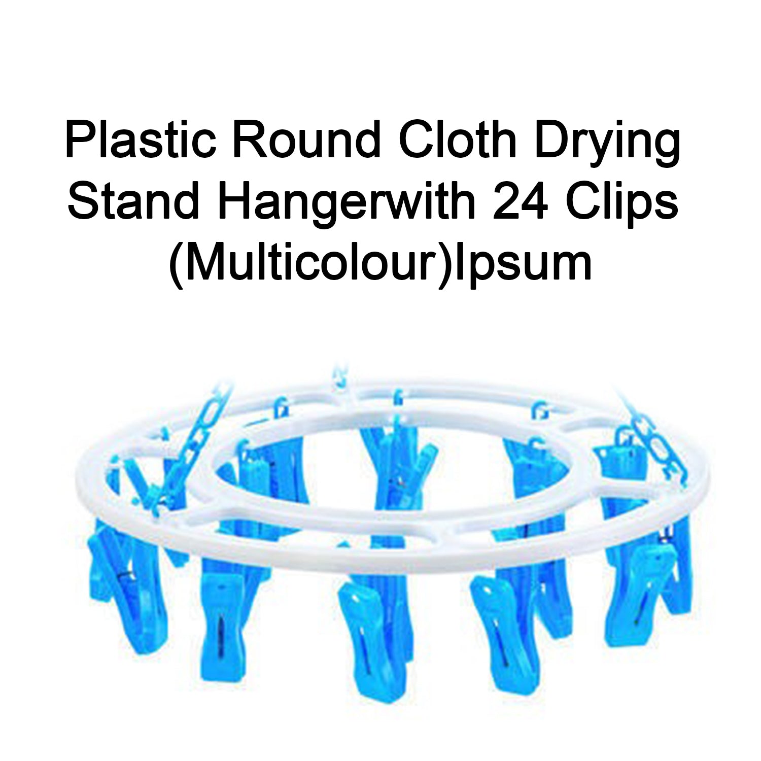 Space-saving round drying hanger with 24 plastic clips. Space-saving round drying hanger with 24 plastic clips.